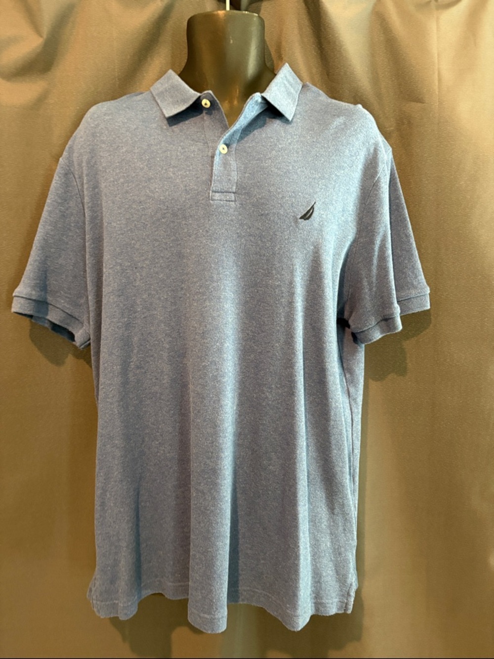 Nautica Heather Light Blue Polo with Sail Logo